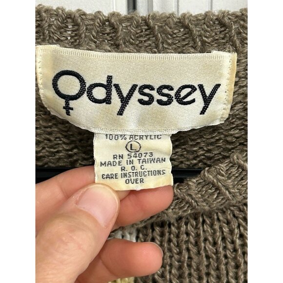 Odyssey Colorblock Crewneck Pullover Sweater Multicolor Sz Large Cozy Grannycore - Picture 5 of 9